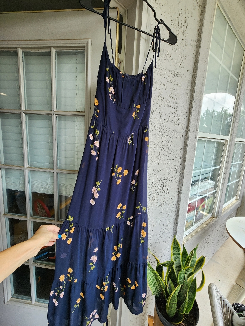 Reformation $248 Navy Floral Tie-Strap Sundress
